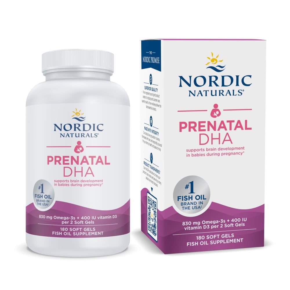Nordic Naturals Prenatal DHA、Unflavored - 180 ソフトジェル - 830 mg Omega-3 + 400 IU ビタミンD3 - 妊娠中の赤ちゃんの脳開発をサポート&授乳 - 非GMO - 90 サービング