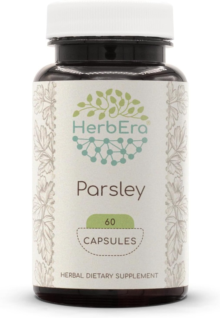 HerbEra Parsley 60 カプセル, 500 mg, Parsley で作られた (Petroselinum のサクラム) 乾燥葉 (60 カプセル)