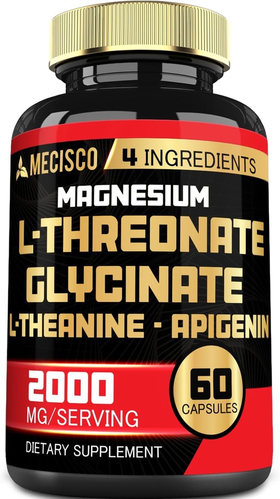2000mgマグネシウムのLはマグネシウムのGlycinate、L-Theanine及びApigenin - 60のカプセル-肯定的な気分、頭脳の健康、記憶及び筋肉成長サポートの能力を投げます