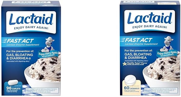 ラクターゼ酵素、96カウントおよび速い行為のLactose Enzymes、Vanilla、60の計算(1のパック)が付いているLactoseの耐震性のChewablesの耐圧防爆乳剤が付いている乳剤の耐衝撃性の救助の小道具