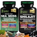 海苔シラジットコンボバンドルカプセル, ブラックシードオイル, Ashwagandha, Rhodiola Rosea, Burdock, ターメリック, ジンジャー, VitC, VitD3, 1つのサプリメントですべて, 120カプセル, ハラール, ビーガン, USDA Organic