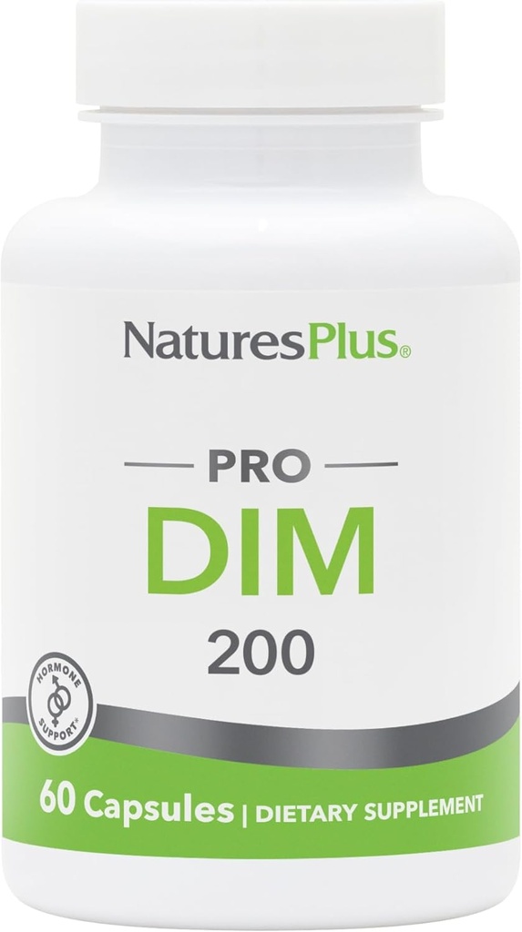 Natures Plus PRO DIM 200mg - 60カプセル - ヘルシーなエストロゲンレベルをサポート - 非GMO、ビーガン&グルテンフリー - 30サービング