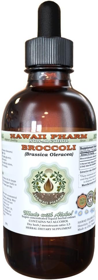 ハワイ Pharm Broccoli アルコールフリー液体エキス、有機ブロッコリー(Brassica Oleracea)種子 グリセライト 天然ハーブサプリメント 4 oz