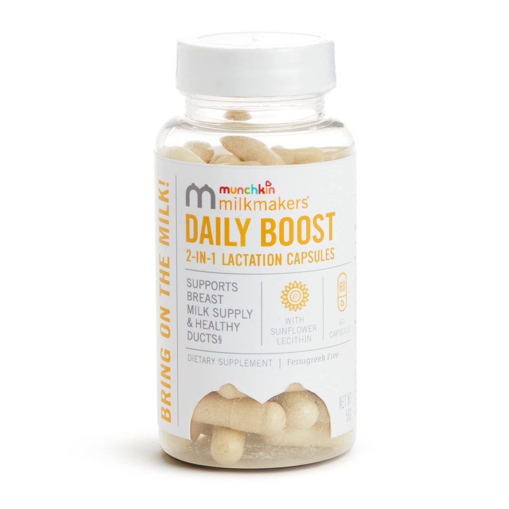 Munchkin® Milkmakers® Daily Boost 2-in-1 Breastfeeding、看護&ポンプママのための授乳サプリメント - Fenugreek無料、60カプセル