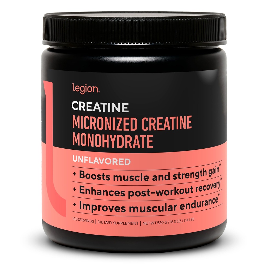 LEGION の Micronized のクレアチンの Monohydrate の補足-筋肉利益及びポストのワークアウトの回復のためのきれいなクレアチンの粉-最高の吸収のための Micronized のクレアチンの補足 (100 のサービング、Unflavored)