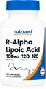 Nutricost Rアルファリポ酸100mg、120カプセル - Veggieカプセル、非GMO、グルテンフリー