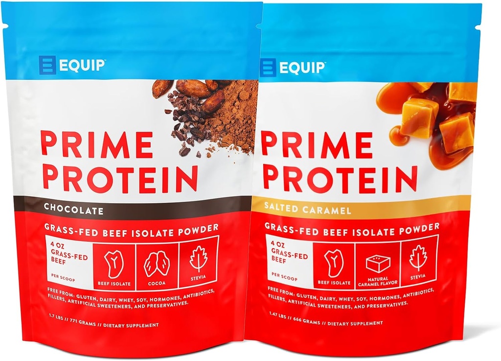 Equip Foods Prime Protein Powder Chocolate & Prime Protein Powder Salted Caramel