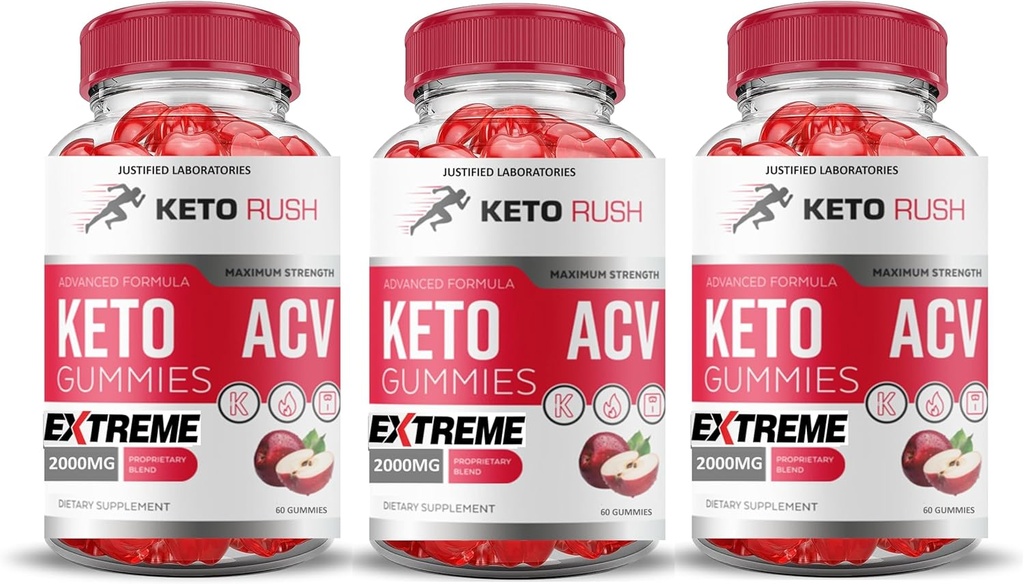 正当な研究所 (3 パック Keto Rush Keto ACV Gummies Extreme 2000MG Keto Rush Keto Gummies Apple Cider Vinegar と Pomegranate Beet Juice Powder B12 ビーガン非 GMO 180 ガミー