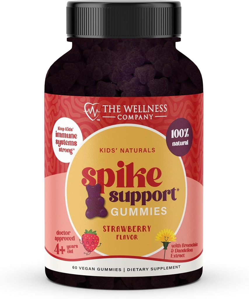Kids Naturals Spike Support Gummies – Year-Round Wellness with Vitamin C, D & Zinc | 60ct (1 Month Supply)
