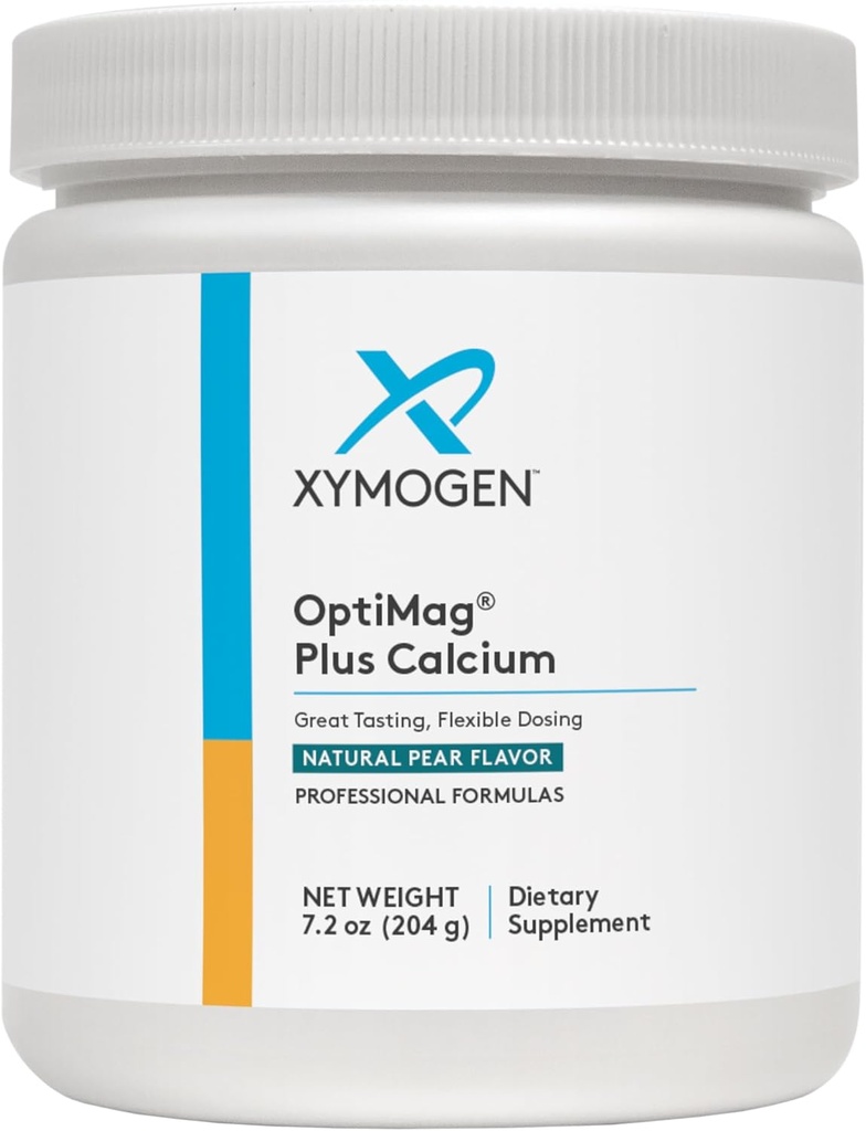 XYMOGEN OptiMag Plus Calcium - Calcium と優れた安全性のマグネシウムパウダーで、Calm Behaviors、健康的な気分、健康な骨 + 筋肉機能 - マグネシウムマレート(7.2 oz)で小麦粉、