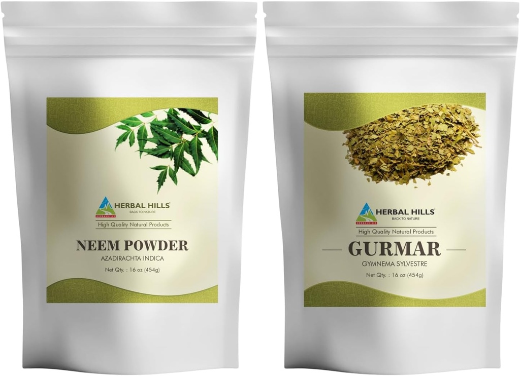 HERBAL HILLSのNeemの葉の粉およびGurmarの粉の体育館のSylvestreのパック2のコンボ