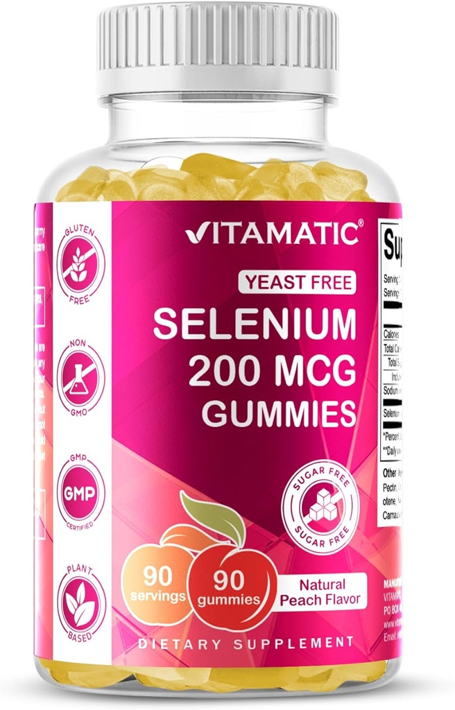 Vitamatic YeastはSelenomethionineの補足の優れた吸収性90のペクチンによって基づくグミーのSeleniumのグミ200mcgを解放します