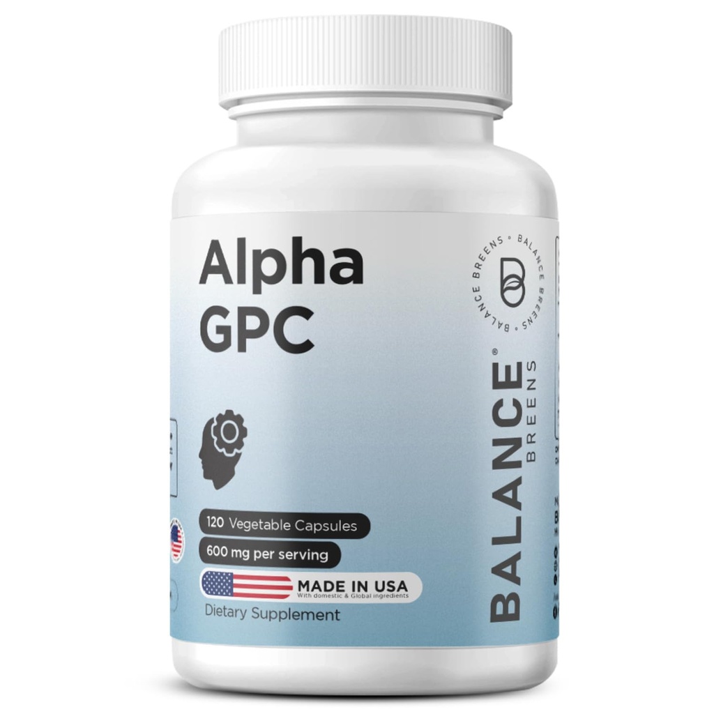 アルファGPCコリンサプリメント600mg、120ベジカプセル - 高度なメモリフォーミュラ、向知性脳サポート(120カウント)