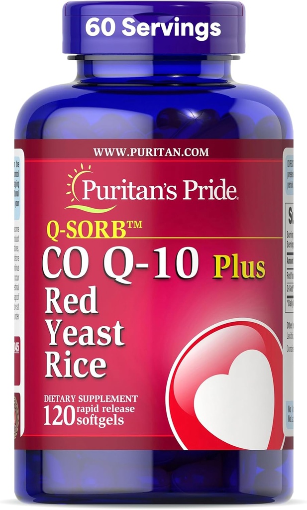 Puritan's Pride Q-SorbTM Coenzyme CoQ10 心臓の健康、経口ガム健康、および健康な老化サポート、改良された消化のための赤いイースト米、120の急速な解放のSoftgels