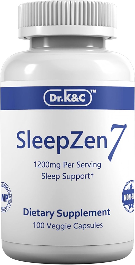 Dr.K&C SleepZen7スリープサプリメント - すべての天然植物植物植物由来 1200 mg 100 Veggieカプセル睡眠サポートオーガニックタルトチェリーバレリアンルートエキス充填剤非GMO