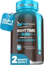 Herbtonics Night Time Burn & Sleep Complex Supports Overnight Metabolism, Stress Relief & Deep Sleep. Includes Melatonin, Valerian and Green Tea – Vegan Bedtime Weight Management (60 Capsules)