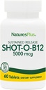 Natures Plus Shot-O-B12(メチルコバラミン)、サステンドリリース - 5000 mcg、60 ベジタリアンタブレット - 高効力、高速演技B12サプリメント - 記憶とエネルギーブースター - グルテンフリー - 60 サービング
