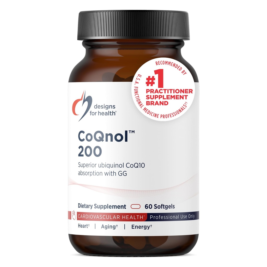 健康CoQnol 200mgのための設計 - 優れたバイオアベイラビリティ+独占吸収技術を備えたCoQ10 Ubiquinol - GG - 心、健康な老化+細胞サポート(60 Softgels)と二重CoenzymeQ10ブースト
