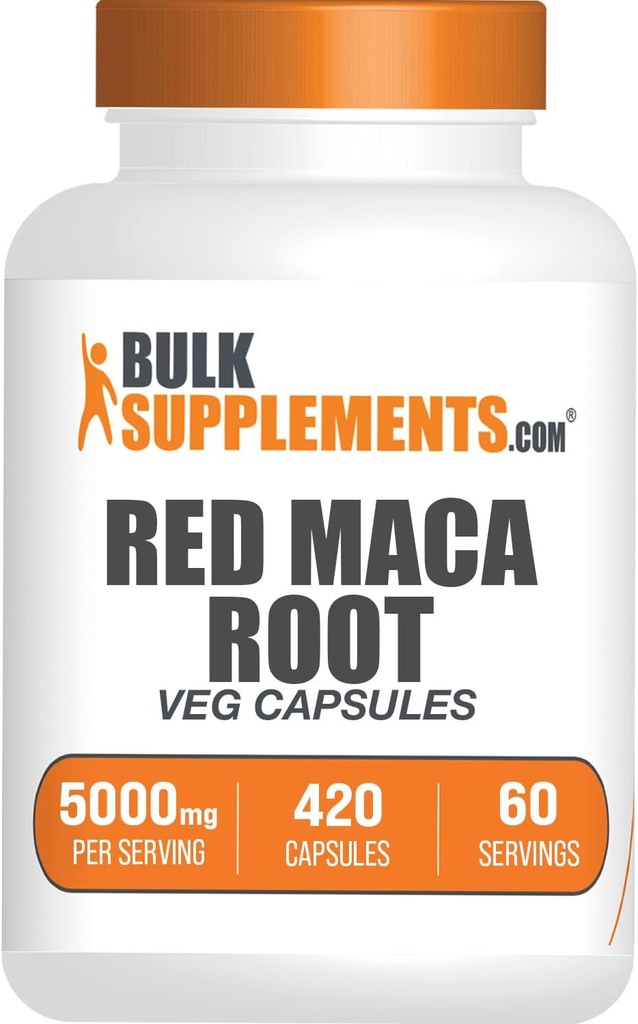 BulkSupplements.comレッドマカカプセル - マカサプリメント、レッドマカ5000mg、レッドマカルート - ビーガン&グルテンフリー、7カプセル/サービング、420カウント(パッケージ1)