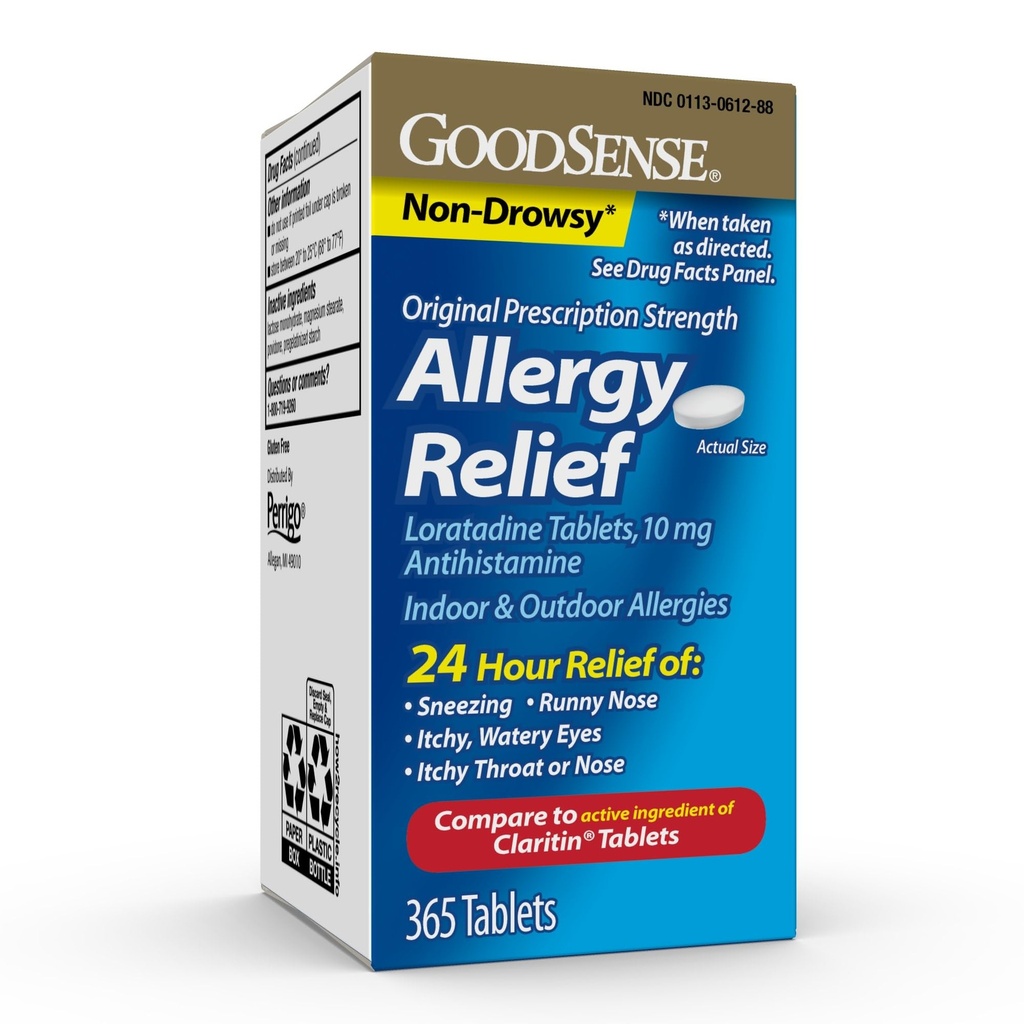 グッドセンスアレルギー救済Loratadine錠10mg、抗ヒスタミン、24時間アレルギー救済のためのアレルギー薬、365カウント