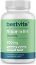 BESTVITE ビタミンB-1(チアミン) 500mg(120 ベジタリアンカプセル) - 無菌 - ビーガン - 炭酸カルシウムなし - 非GMO - グルテンフリー - 無二酸化ケイ素