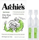 Archie's Remedies、ドライアイリリーフ、超潤滑アイドロップ、クリーンフォーミュラ、防腐剤フリーバイアル、シングルユース、アイリテーションとレッドアイ、ナチュラルティア、30カウント