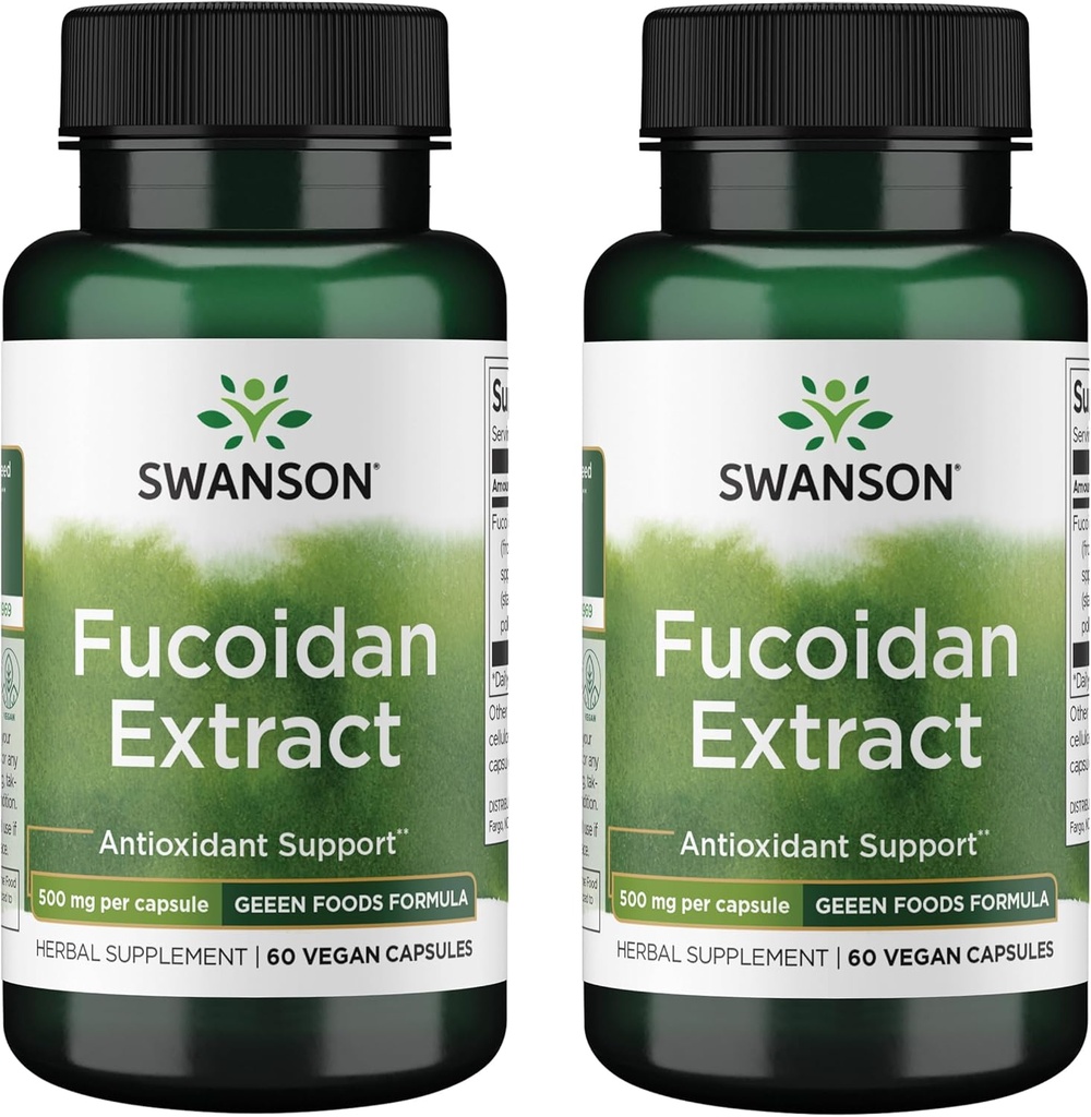 Swanson Maximum Strength Fucoidan Extract - Herbal Supplement Promoting Immune System Function - Natural Formula Supporting Overall Health - (60 Veggie Capsules, 500mg Each) (2 Pack)