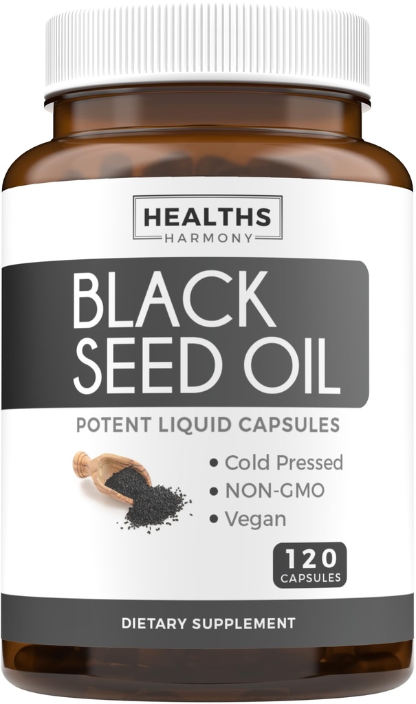ブラックシードオイル - 120 Softgelカプセルスキン健康(非GMO&ビーガン)コールドプレスニゲラサティバは、ビタミンEで純粋な黒カミンシードオイルを生成 - 500mg各、2カプセルのサービングあたりの1000mg