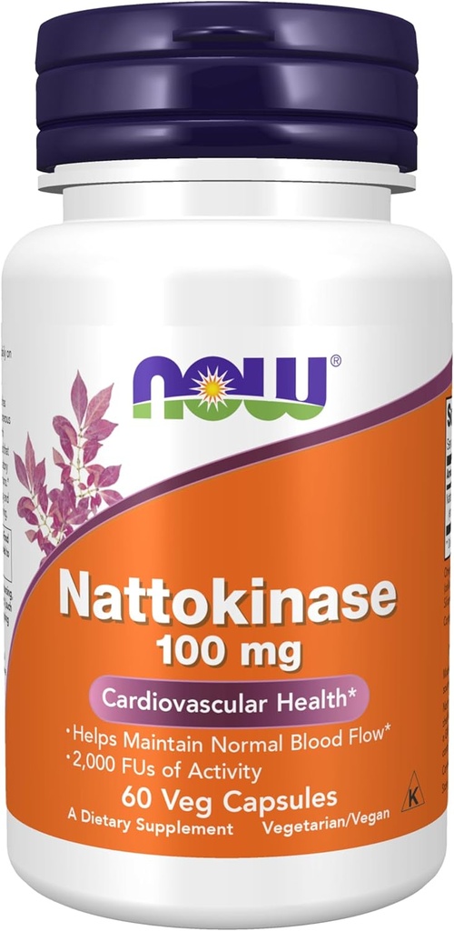NOWサプリメント、Nattokinase 100mg(非GMO大豆から)、2,000FUsのアクティビティ、60ベジカプセル