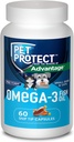 Pet Protect Cat & Small Dog Omega-3 Supplement, Proprietary Free Form Blend, Supports a Normal Inflammatory Response, Snip-Tip Capsules (60 Count)
