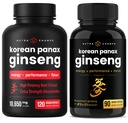 NutraChamps完全なGinseng Duo - 完全なエネルギー、焦点及びスタミナ サポート バンドル– Ginsengの金及び韓国の赤いPanax Ginseng