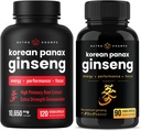 NutraChamps完全なGinseng Duo - 完全なエネルギー、焦点及びスタミナ サポート バンドル– Ginsengの金及び韓国の赤いPanax Ginseng