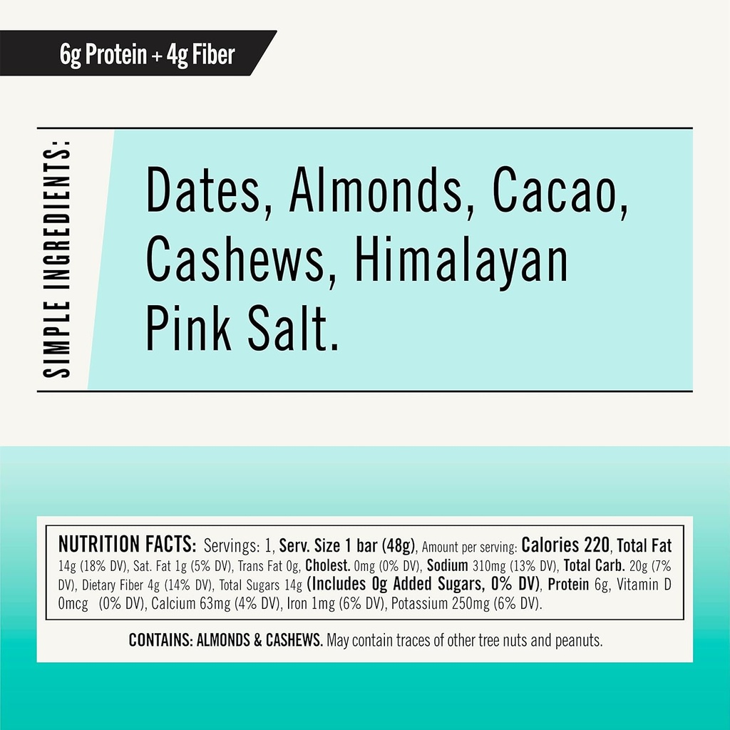 サンダーバードバーズエナジースナック, 蛋白質とグルテンフリー, 健康的なリアルフード, ビーガンパルオノンGMO, 砂糖なし, チョコレートアーモンドバター海の塩味 (6 カウント, 1.7 オンス. バー)