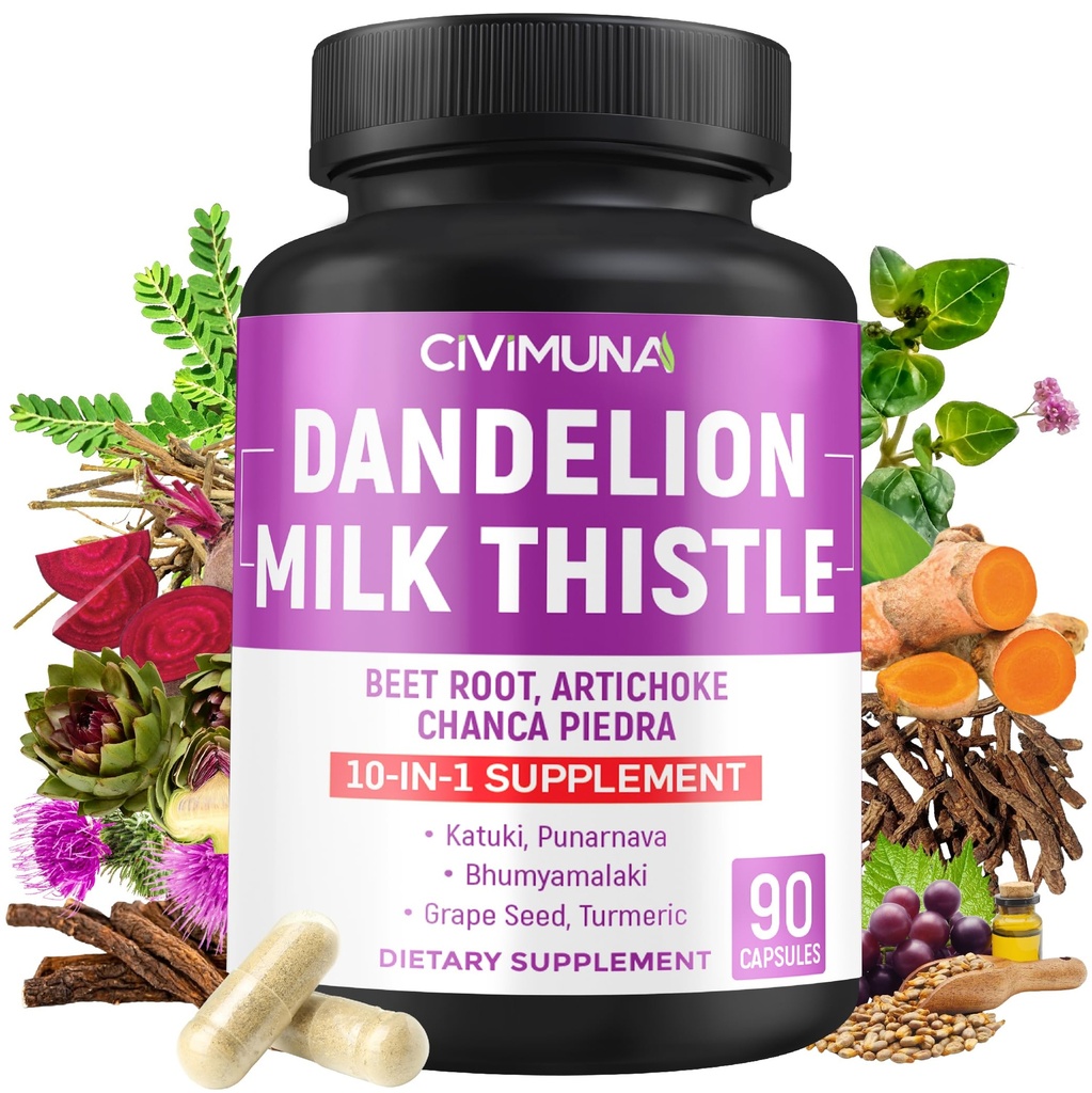 Dandelion Root、ミルクのアザミ、ビートの粉および多くが付いているDandelion Rootのカプセル- 3か月の供給のための90のカプセル