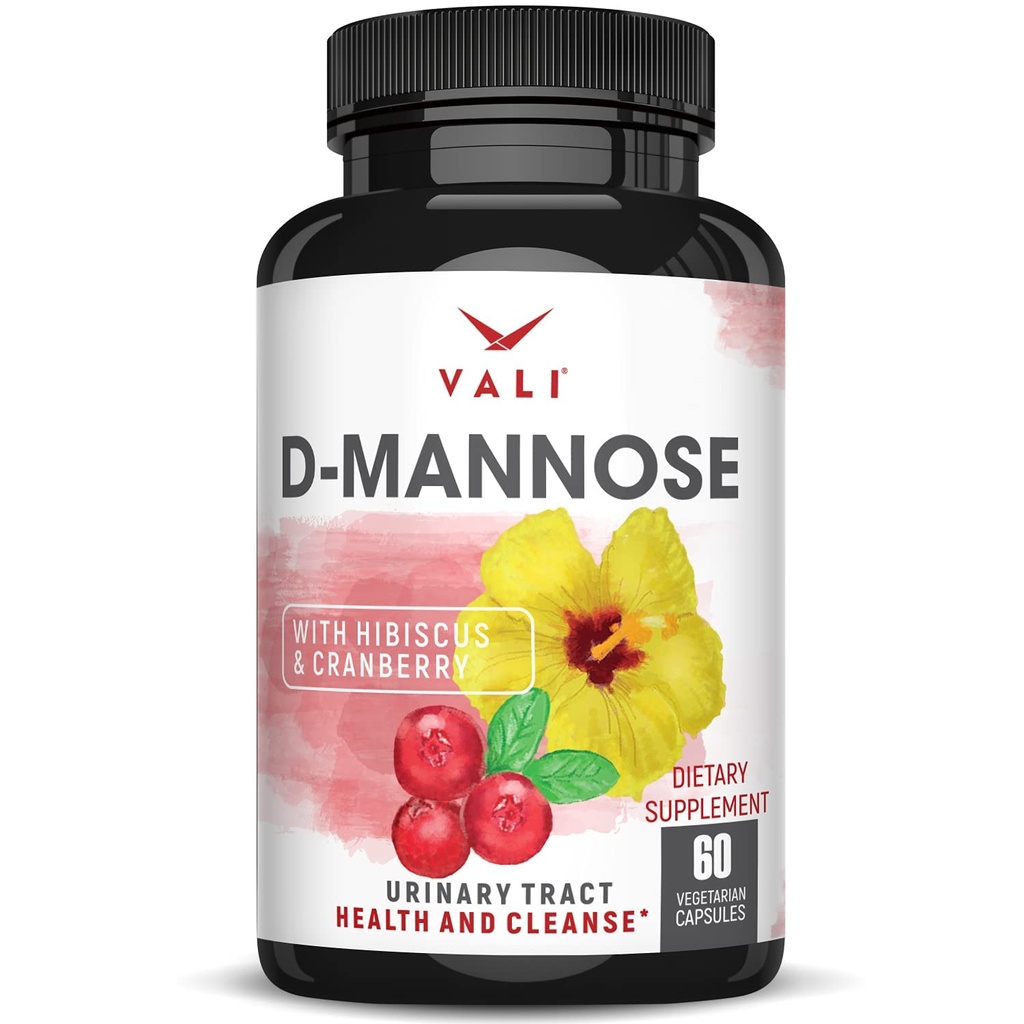VALI D-Mannose 1000mgの尿路面電車の健康の方式。 有機クランベリーフルーツパウダー&ハイビスカス。 健康なぼうこう、自然なクレンジング、速いデトックスのフラッシュ、草のUT機能サポート丸薬。 60 ベジギーカプセル