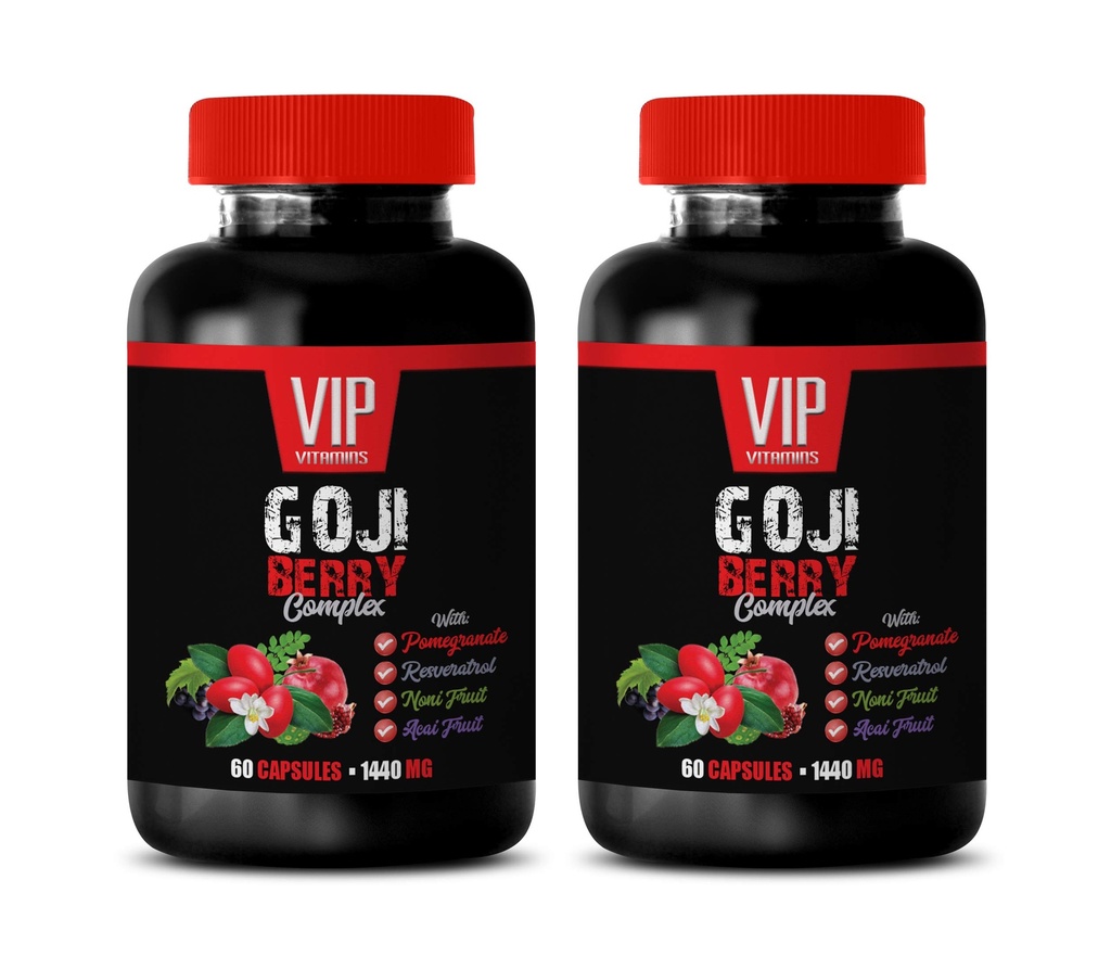 抗酸化サプリメント - ゴジベリーコンプレックス - POMEGRANATE、RESVERATROL、NONI、ACAI - 皮膚のためのビタミンE - 抗酸化栄養補助食品 - 抗酸化ビタミンビタミン - 2ボット120キャップ