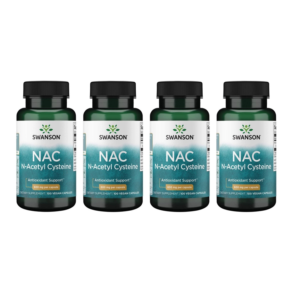 スワンソン NAC - N-アセチル Cysteine - サプリメント 600 mg 100 カプセル (4 パック)