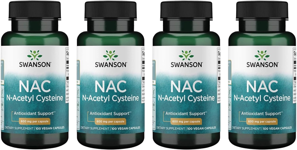 スワンソン NAC - N-アセチル Cysteine - サプリメント 600 mg 100 カプセル (4 パック)