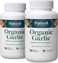 パターンウェルネス無臭有機ニンニク – 1000mg – 免疫, 循環 & 心臓の健康サポート – 非GMO & グルテンフリー – 60 ビーガンカプセル