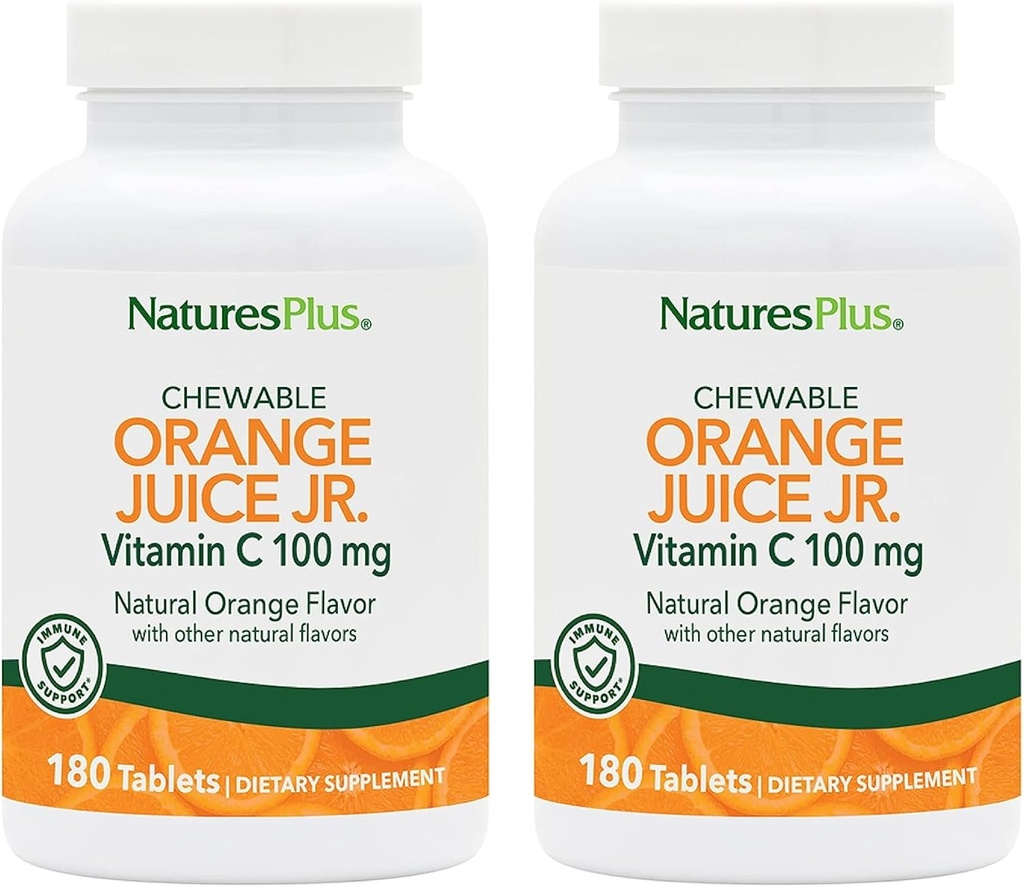 NaturesPlusオレンジジュースジュニア。 - パック2、180Chewableタブレット - 100mgビタミンC - ベジタリアン、グルテンフリー - 360 Totalサービング