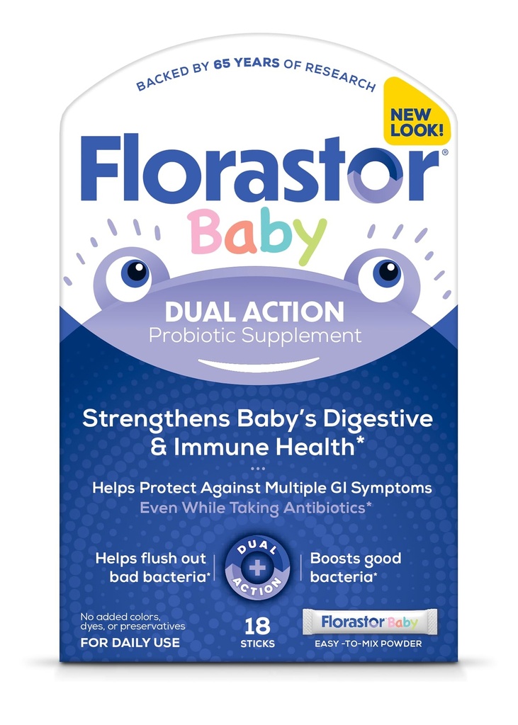 Florastorの赤ん坊の毎日のプロバイオティクスの補足、粉はミルク、方式または柔らかい食糧、Saccharomyces Boulardii CNCM I-745 (18の粉の棒と混合します)