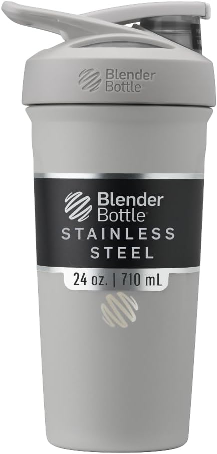 BlenderBottleのスポーツはワイヤー ウィスク、24-Ounce、灰色のステンレス鋼のシェーカーのびんを–運動選手のための蛋白質の揺れ及び水和は、容易な混合し、飲み物を風邪、ロックできるふた保ちます