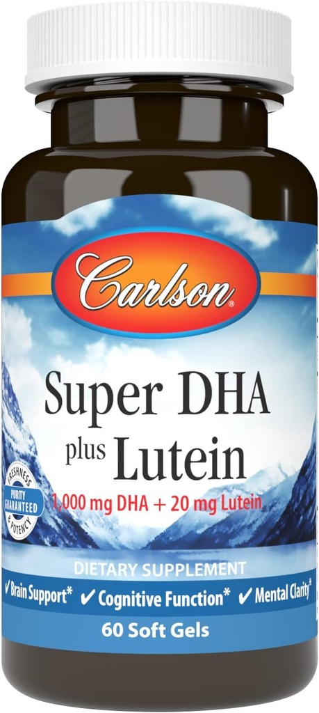 カールソン - スーパー DHA プラス ルテイン、1000 mg DHA + 20 mg ルテイン、60 ソフトゲル