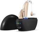 Kullre補聴器、ノイズキャンセリングとボリュームコントロールを備えたシニアのための補聴器、充電ケース付き補聴器