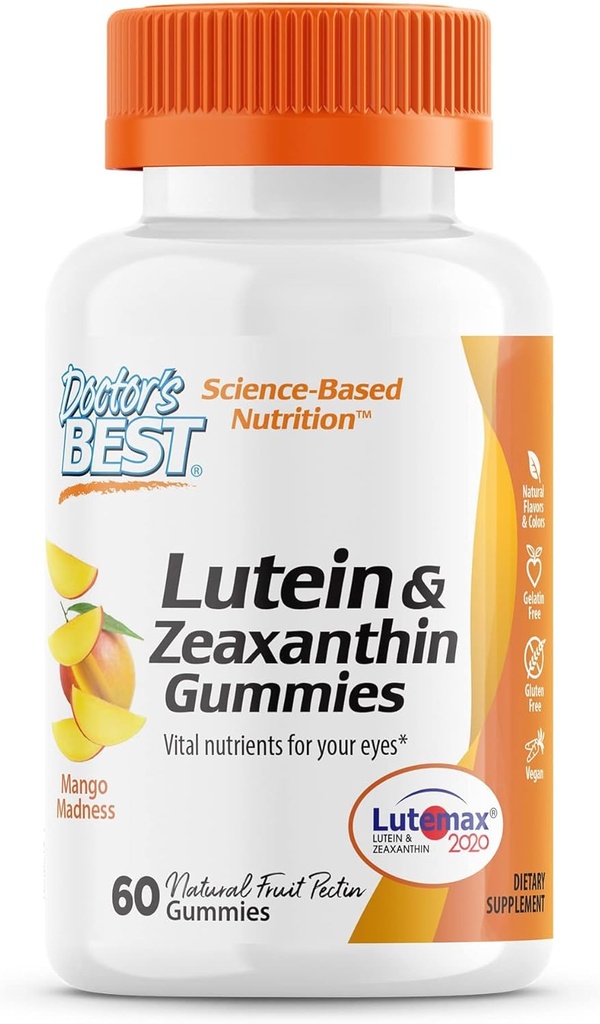 Lutemax 2020、60 Ct、Chewable自然眼サポートサプリメント、Marigold Lutein、Zeaxanthin、目の健康&Macularサポート、非GMO、ナチュラルフルーツペクチン、ビーガン