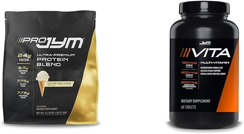 JYMサプリメントサイエンスPRO JYM 45 サービング - タヒチアンバニラビーンズ&ミネラルサポート、ビタミンA、C、B6、B12、E、K、ボロン、ビオチン、カリウム60錠