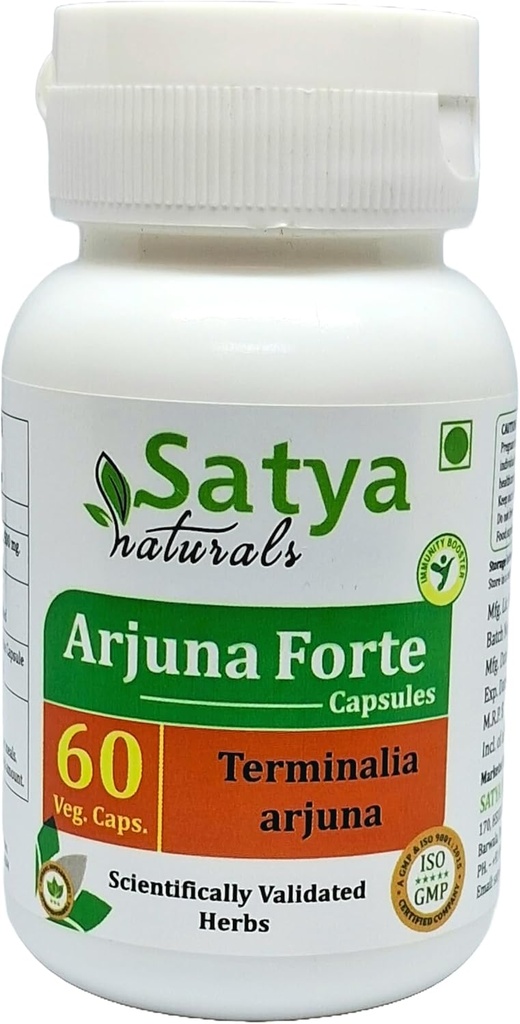 アルジュナ フォルテ カプセル 500 mg. 60 Veg. カプセル | アルジュナ (Terminalia Arjuna) エキス カプセル 男女別 | アーユルヴェーダ ハーブ サプリメント/救済 | 10:1 フォルテ (1 ボトル 60 カプセル)