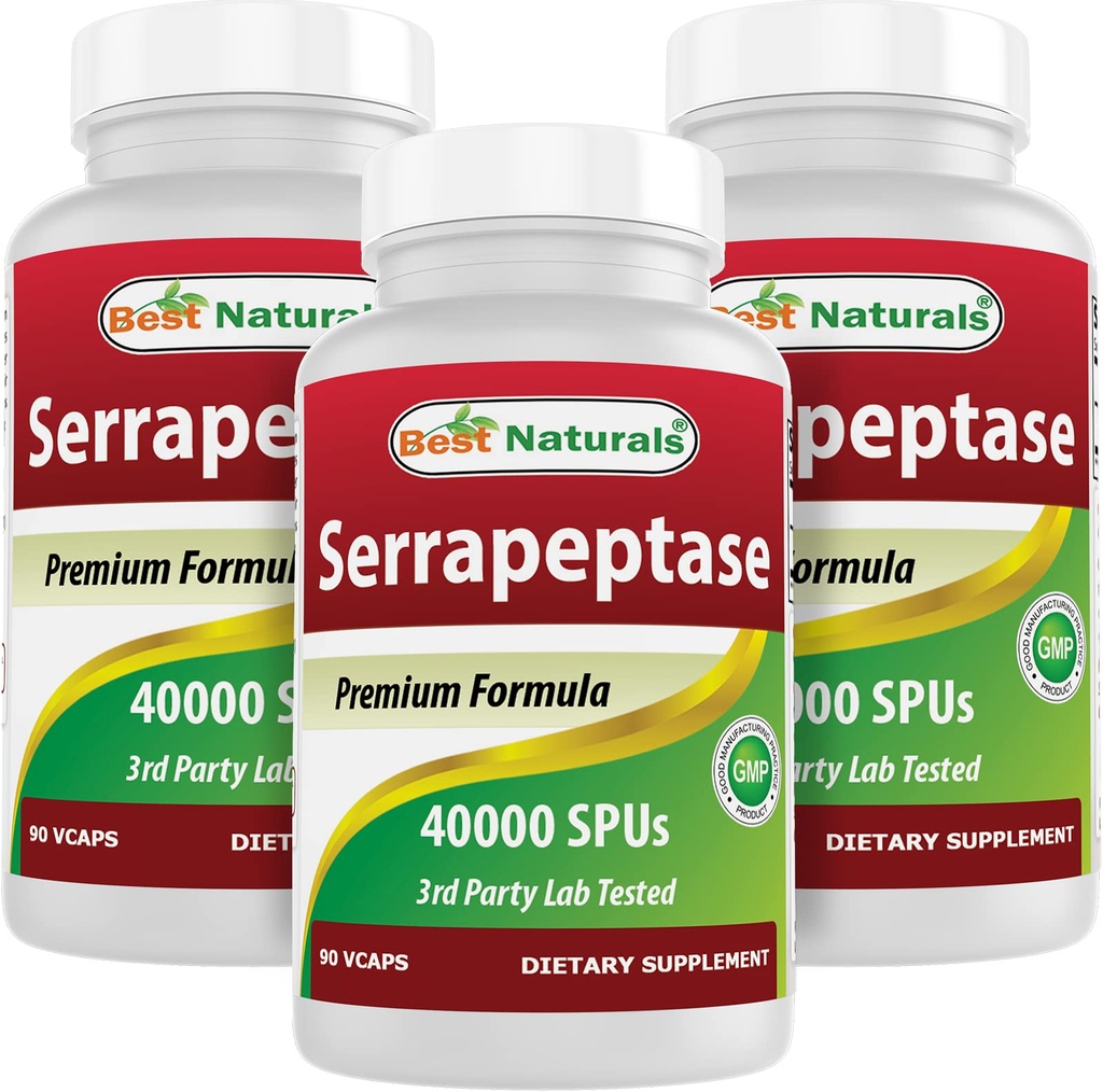 ベストナチュラルセラプターゼ 40000 SPU 90 Vcaps (90 カウント (パック 3))