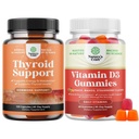 ハーブの甲状腺サポートの束 - Lチロシン、Bradderwrack、Selenium&Pure AshwagandhaおよびビタミンD3のガミー-骨の筋肉のためのサービングごとの2000IUのおいしいDの大人