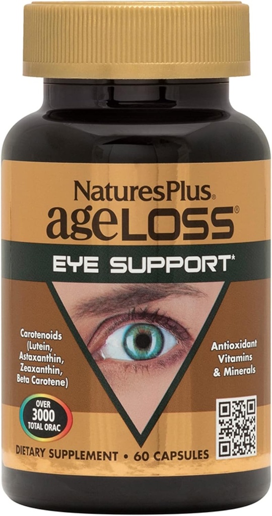Natures Plus AgeLosss Eye Support - 60カプセル - ルテイン、アスタキサンチン&ゼアキサンチン - ベジタリアン、グルテンフリー - 30サービング